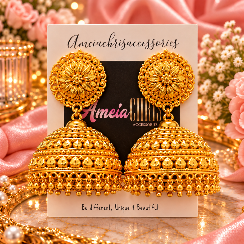 ✨ Priya Gold Jhumka Earrings